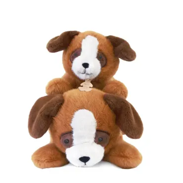 Peluche chien marron allongee - Les P'tits Relax - 30 cm