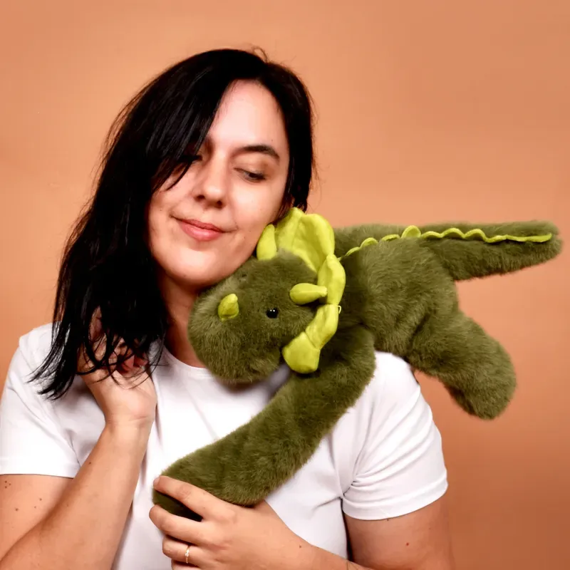 Peluche dinosaure vert lesté - 40 cm