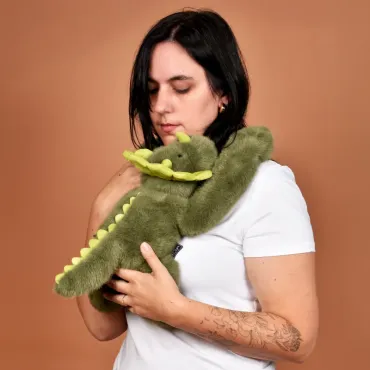 Peluche dinosaure vert lesté - 40 cm