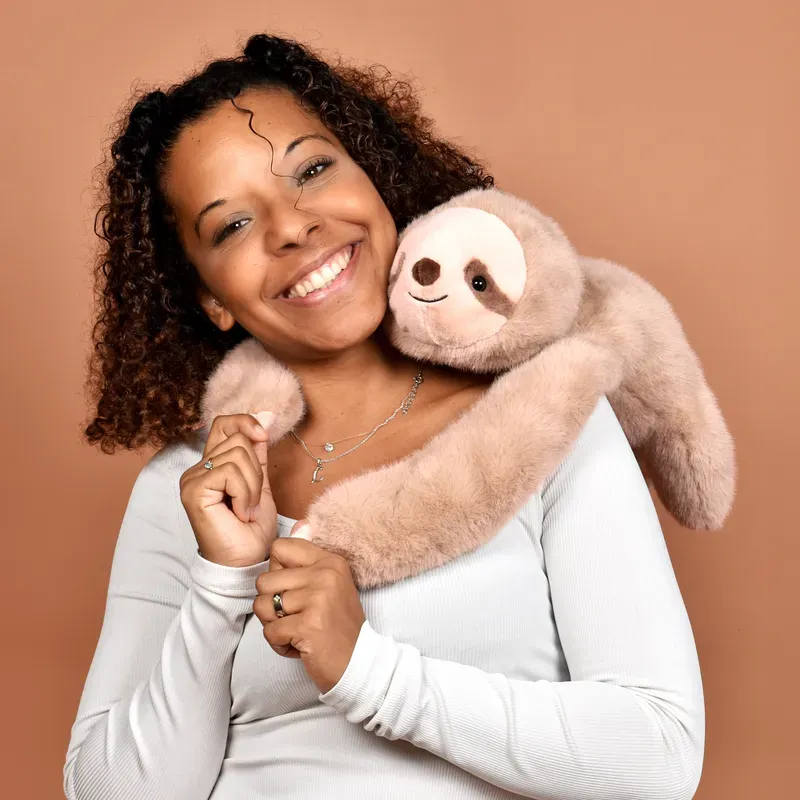 Peluche paresseux marron lesté - 40 cm - Podcoll