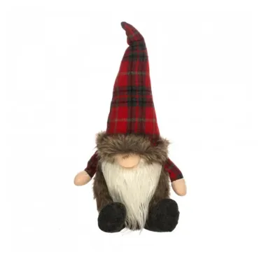 Gnome assis rouge et gris -...