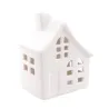 Maison céramique blanc toit pailleté LED - 7,5x6x10cm