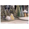 Maison céramique blanc toit pailleté LED - 7,5x6x10cm