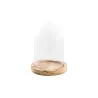 Cloche verre sur support bois - 10x13,7cm