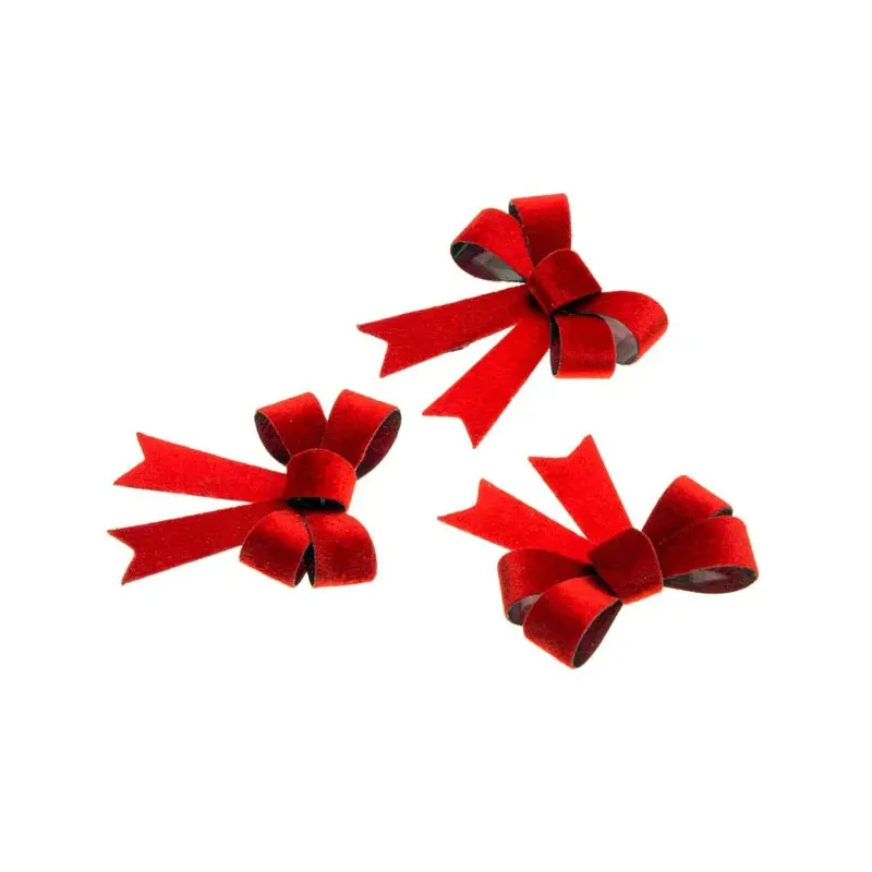 3 Nœuds velours rouge - 10x12,7cm