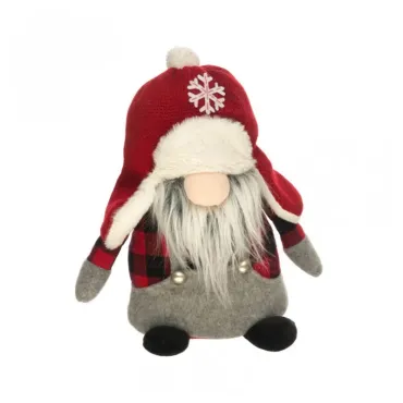 Gnome trapeur rouge et gris...