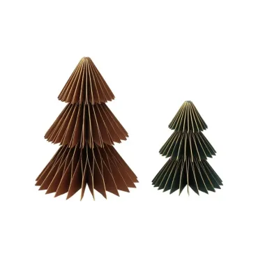 2 sapins papier vert, brun...