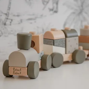 Train en bois - Vert olive