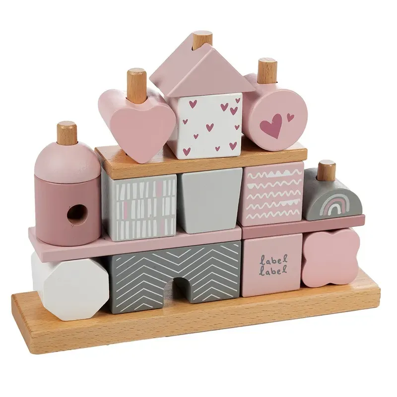 Maison cubes en bois - Rose
