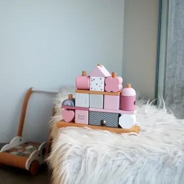 Maison cubes en bois - Rose