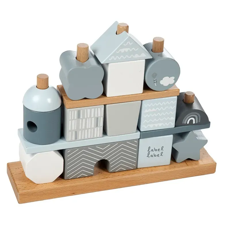 Maison cubes en bois - Bleu