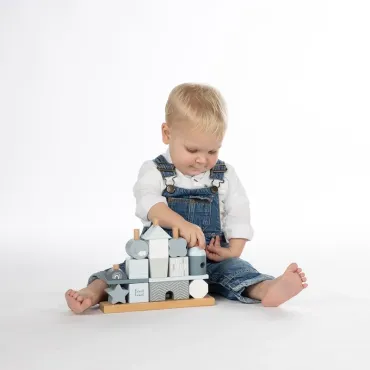 Maison cubes en bois - Bleu