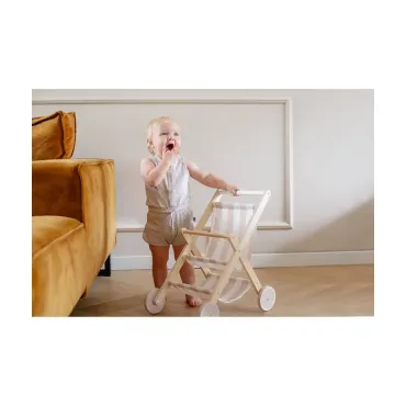 Poussette pour poupées en bois
