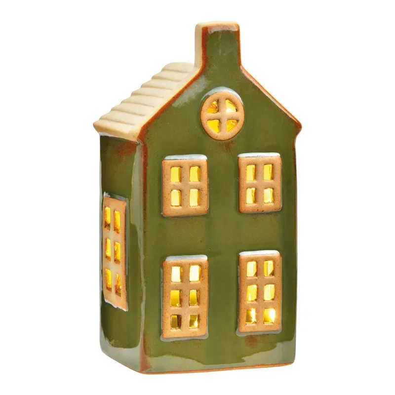 Maison lumineuse LED en céramique - Vert