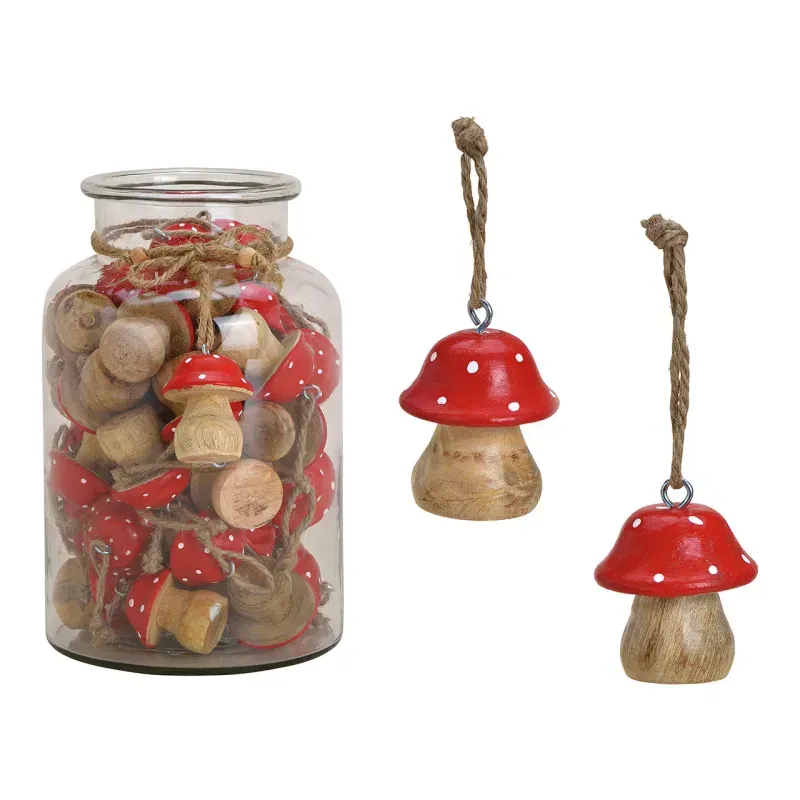Décoration d'arbre de Noël en bois - Champignon