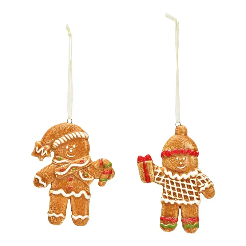 Décoration d'arbre de Noël - Pain d'épices en porcelaine