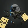 Porte-clés Tête de mort et carte as de pique