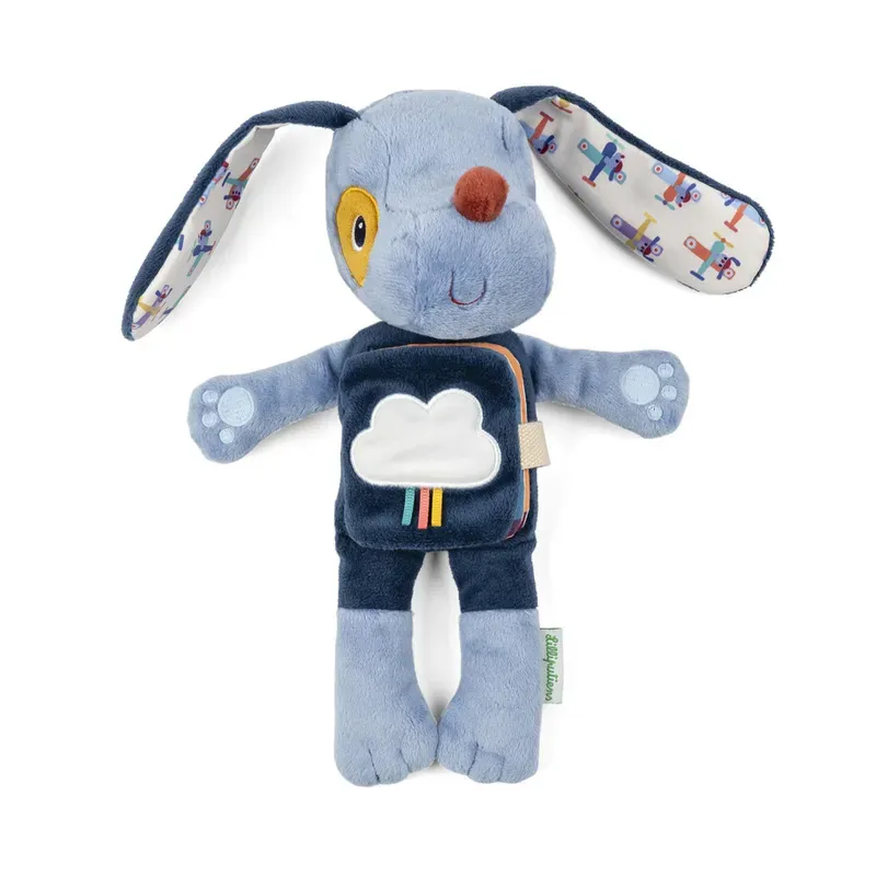 Peluche phosphorescente et livre en tissu Jules le chien