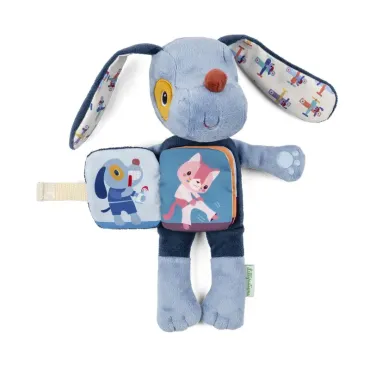 Peluche phosphorescente et livre en tissu Jules le chien