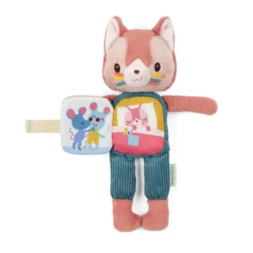 Peluche phosphorescente et livre en tissu Jeanne le chat