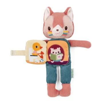 Peluche phosphorescente et livre en tissu Jeanne le chat