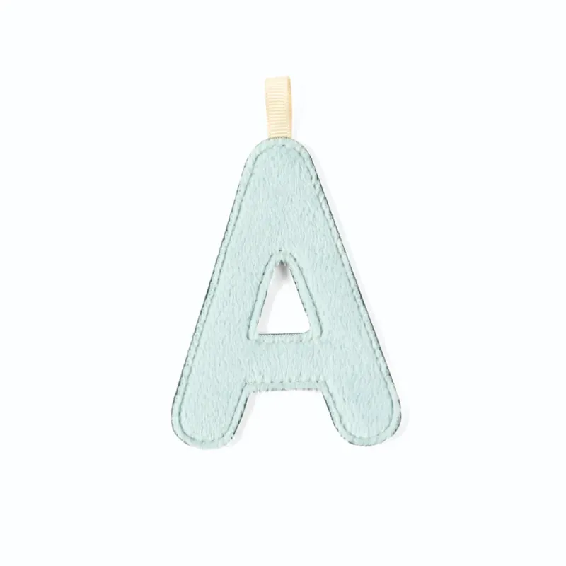 Lettre A en tissu bleue réversible phosphorescente