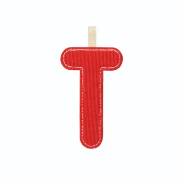 Lettre T en tissu réversible phosphorescente