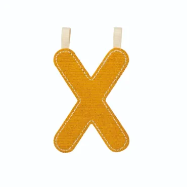 Lettre X en tissu réversible phosphorescente