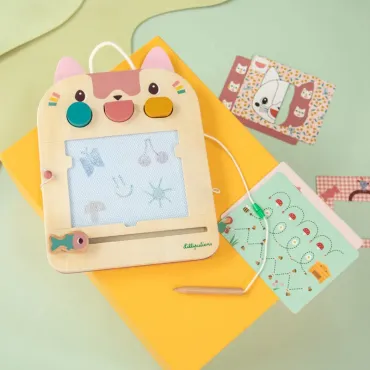 Ardoise Magique en bois Jeanne le chat