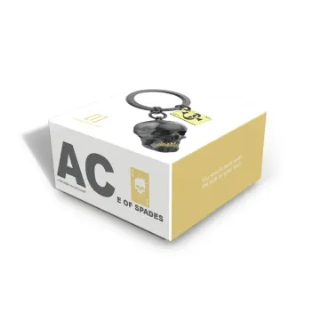 Porte-clés Tête de mort et carte as de pique