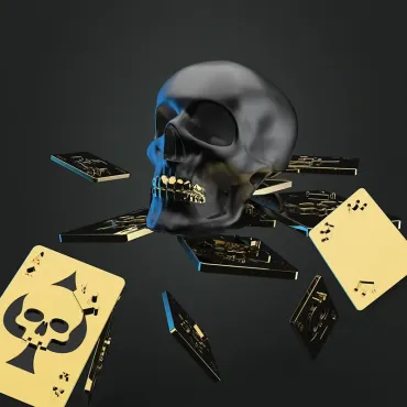 Porte-clés Tête de mort et carte as de pique