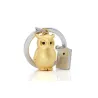 Porte-clés Hibou doré mat avec livre chromé