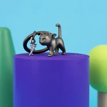 Porte-clés Chat noir Yeux phosphorescents