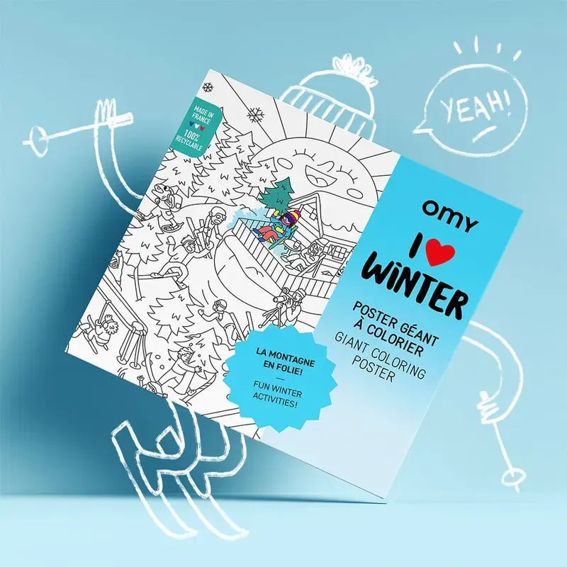 Poster géant à colorier - I love winter