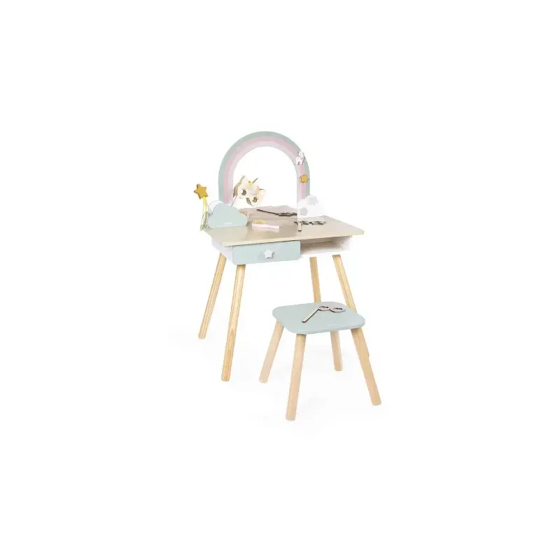 Coiffeuse en bois et accessoires Licorne