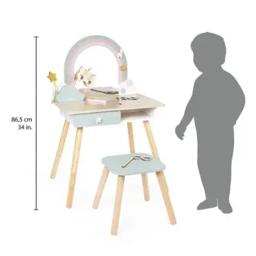 Coiffeuse en bois et accessoires Licorne