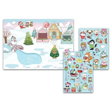 Poster à sticker - Noël Kawaï