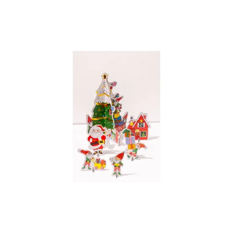 Décor de Noël 3D à colorier - Sapin de Noël