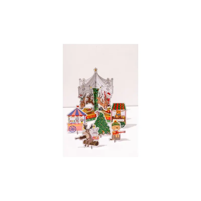 Décor de Noël 3D à colorier - Manège de Noël