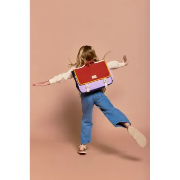 Cartable Léo - Terracota et lilas