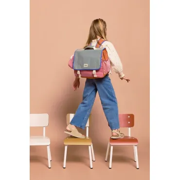 Cartable Léo - Arthur Sauge et rose blush