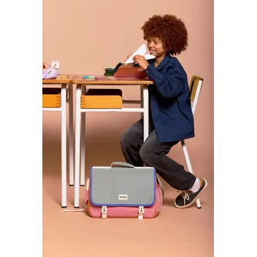 Cartable Léo - Arthur Sauge et rose blush