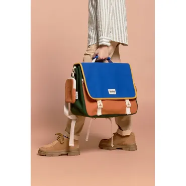 Cartable Léo - Arthur Bleu électrique et sienne