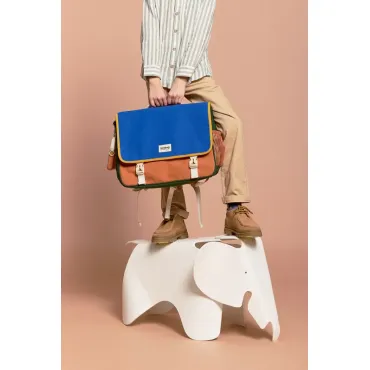 Cartable Léo - Arthur Bleu électrique et sienne