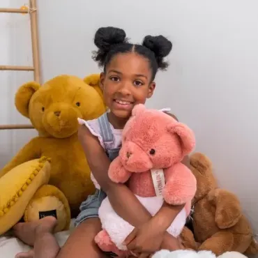 Ours en peluche rose praline - LE NOUNOURS - 40 cm