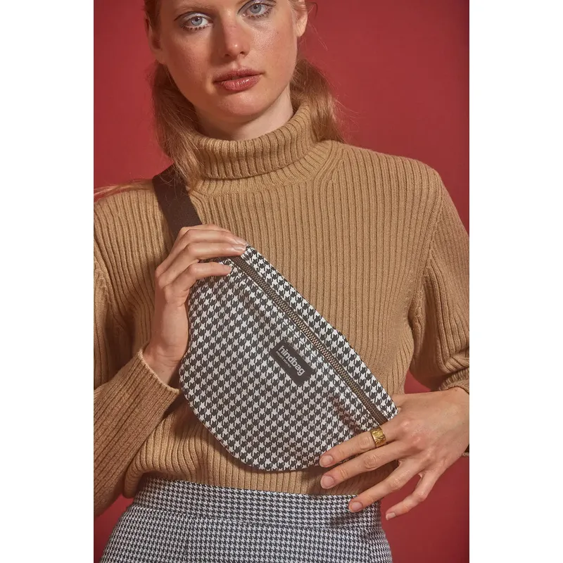 Sac banane Olivia Pied de poule blanc