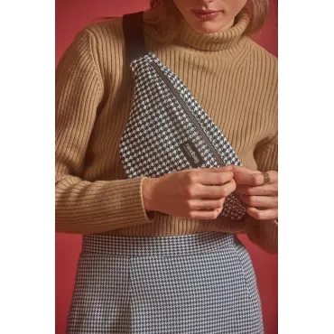 Sac banane Olivia Pied de poule blanc