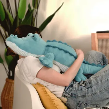 Crocodile peluche allongé vert - 60 cm