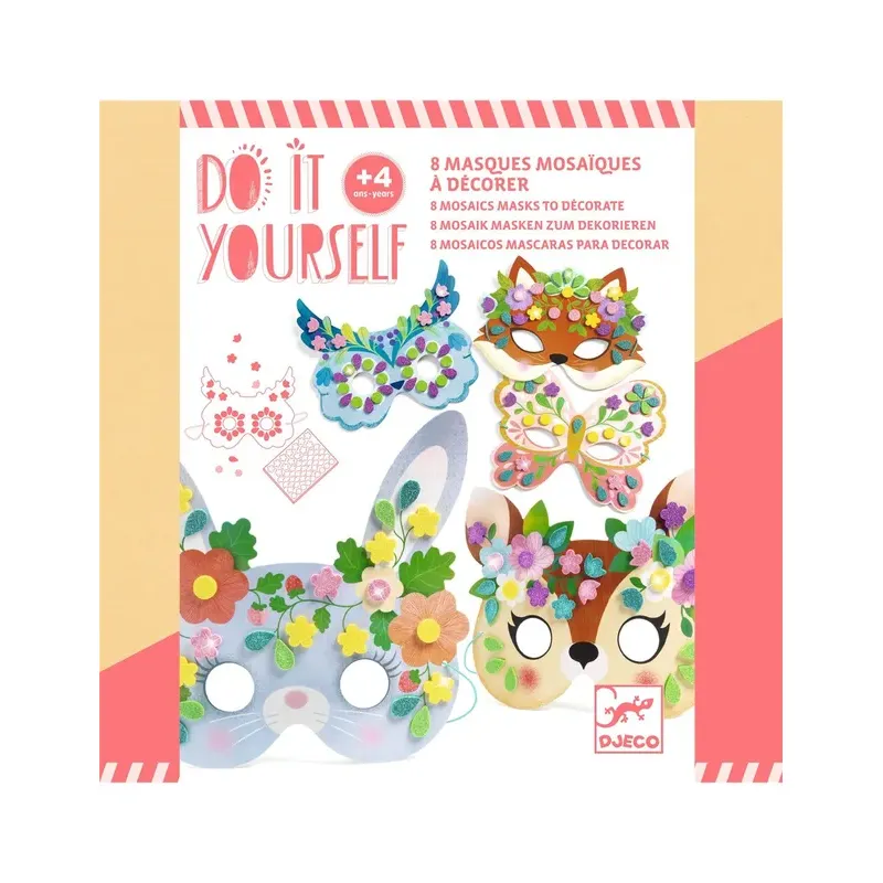 8 masques mosaïques - Animaux de la forêt