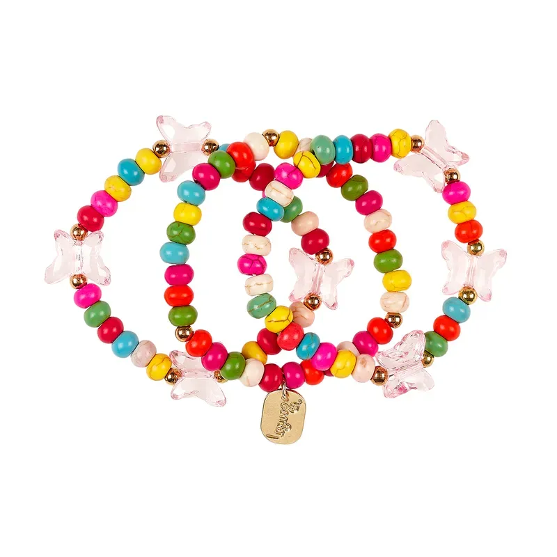 Bracelet Deva papillon rose - 3 pcs